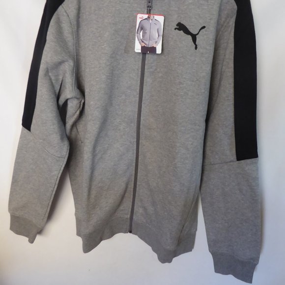 PUMA BRAND MENS GRAY WITH BLACK LONG SLEEVE TRACK JACKET WITH FULL ZIPPER L NEW - Picture 12 of 13